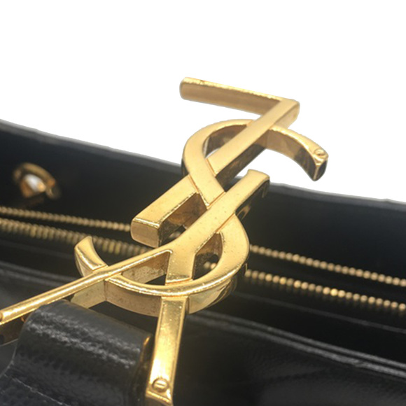 Pre-Loved Saint Laurent Quilted Grain de Poudre Monogram Tote - Picture 9 of 12